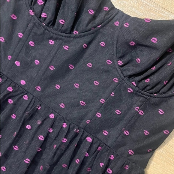 Betsey Johnson Fuchsia Sparkle Lips Dress Valentine’s Day - Picture 4 of 16
